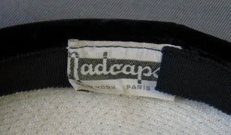 40s Doll Hat 50s Sailor Straw Breton Purple Velvet VFG Madcaps