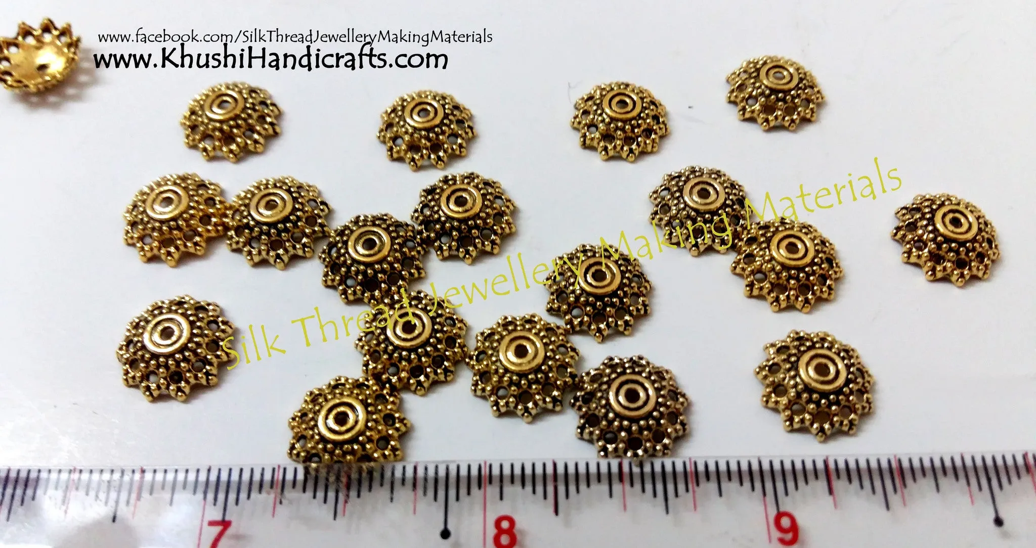 Antique Gold / Silver Bead Cap 12mm Pattern 2 -BC24