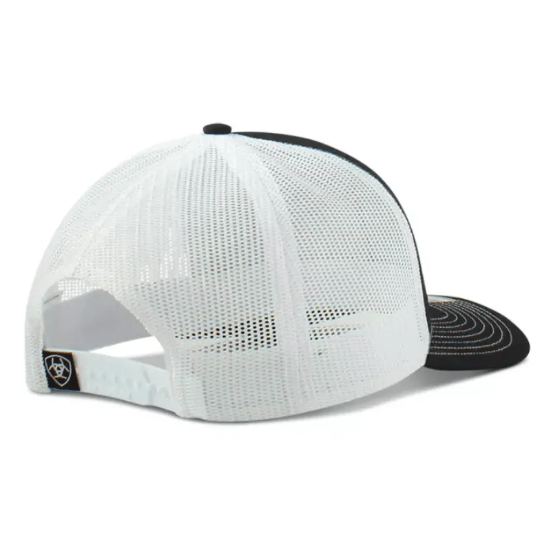 Ariat Men's Black USA Leather Patch Snapback Ball Cap A300008801