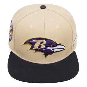 BALTIMORE RAVENS MULTI LOGO WOOL SNAPBACK HAT (KHAKI/BLACK)