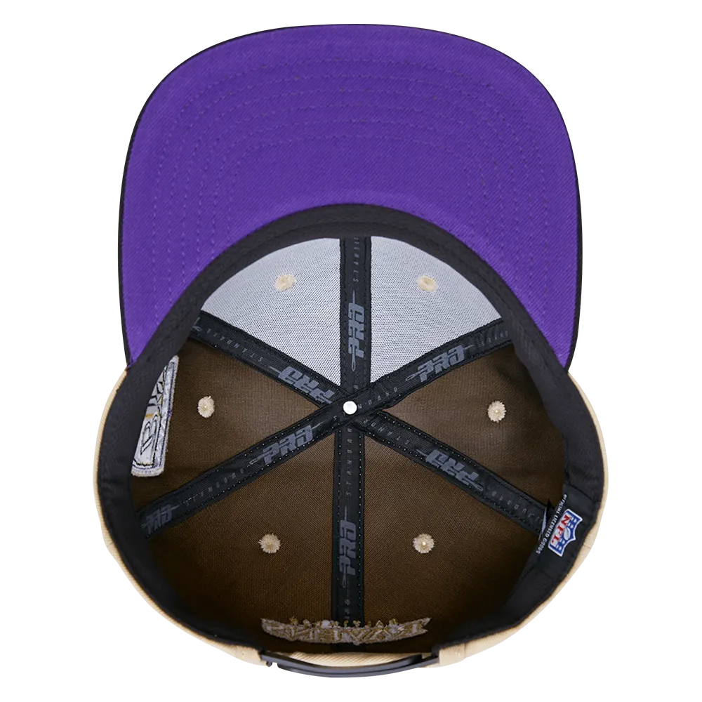 BALTIMORE RAVENS MULTI LOGO WOOL SNAPBACK HAT (KHAKI/BLACK)