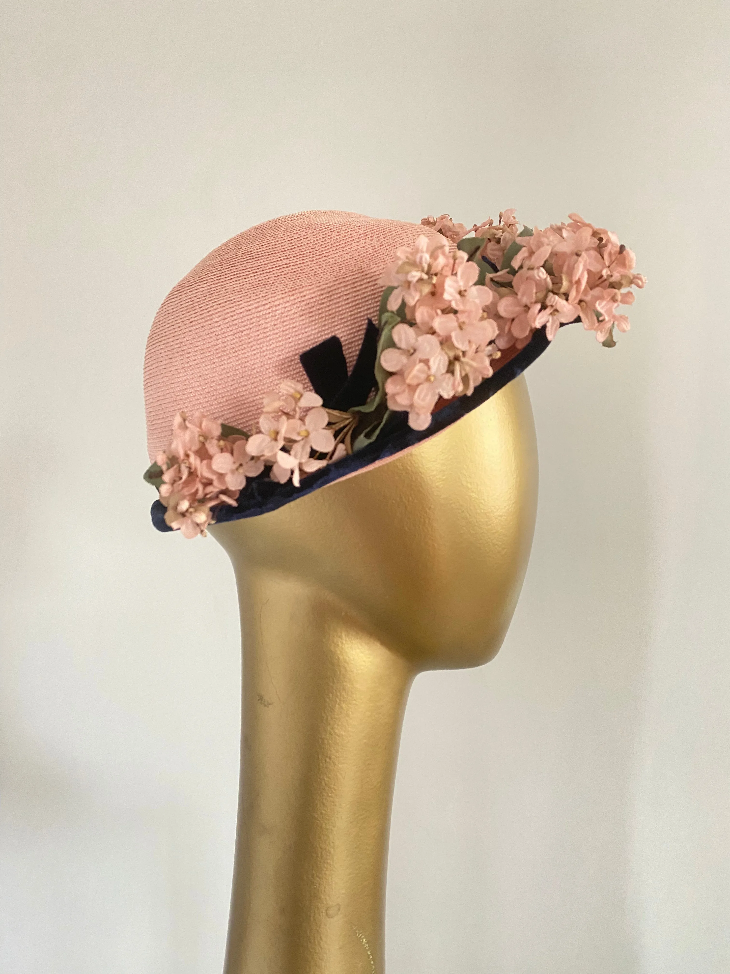 Beautiful 1940's Rayon Floral Print Day Dress With Matching Hat / ML