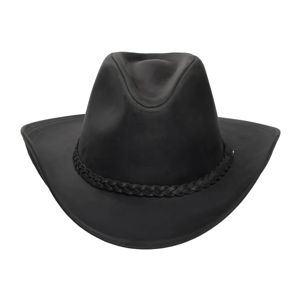 Buffalo Leather Cowboy Hat - Black