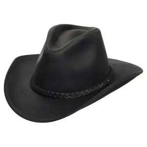 Buffalo Leather Cowboy Hat - Black