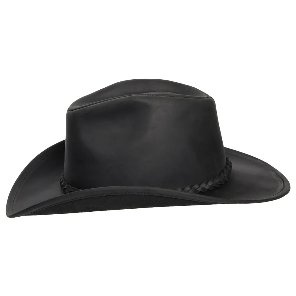 Buffalo Leather Cowboy Hat - Black