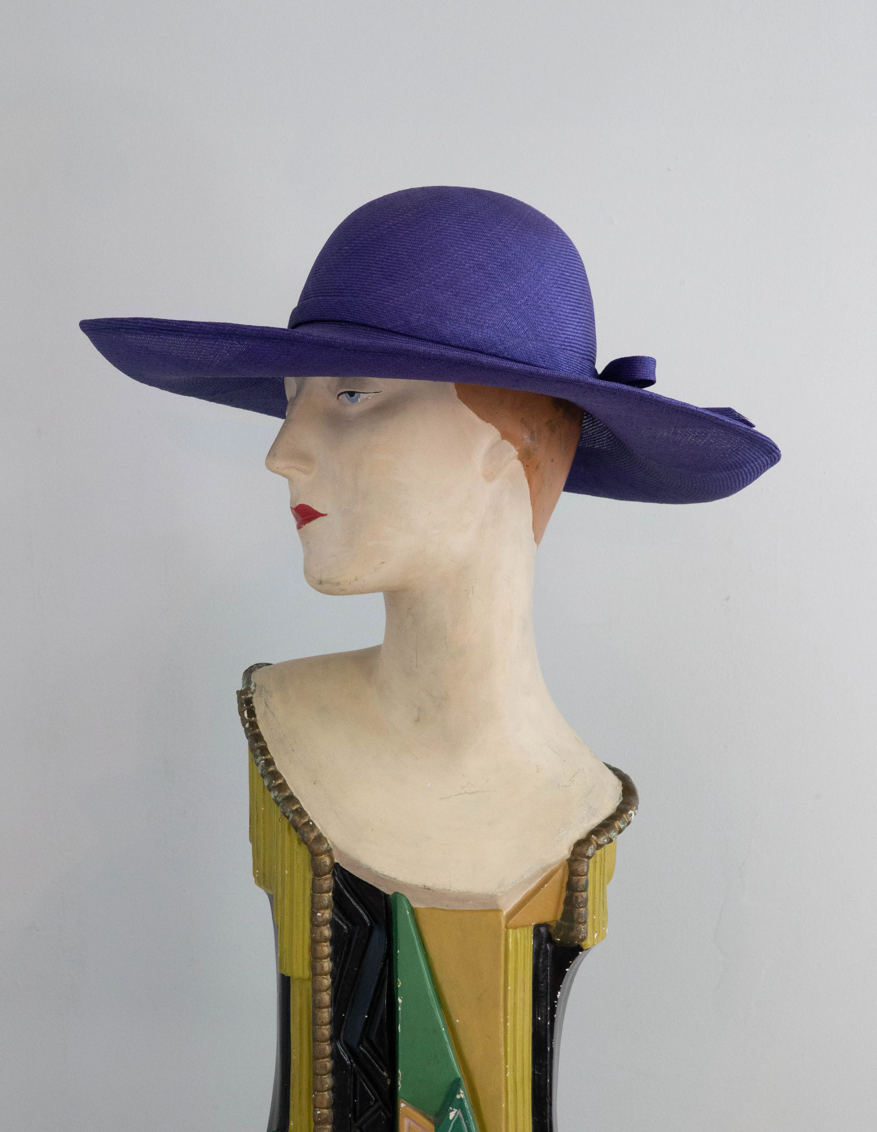 Classic Vintage Navy Blue Straw Summer Hat By Frank Olive