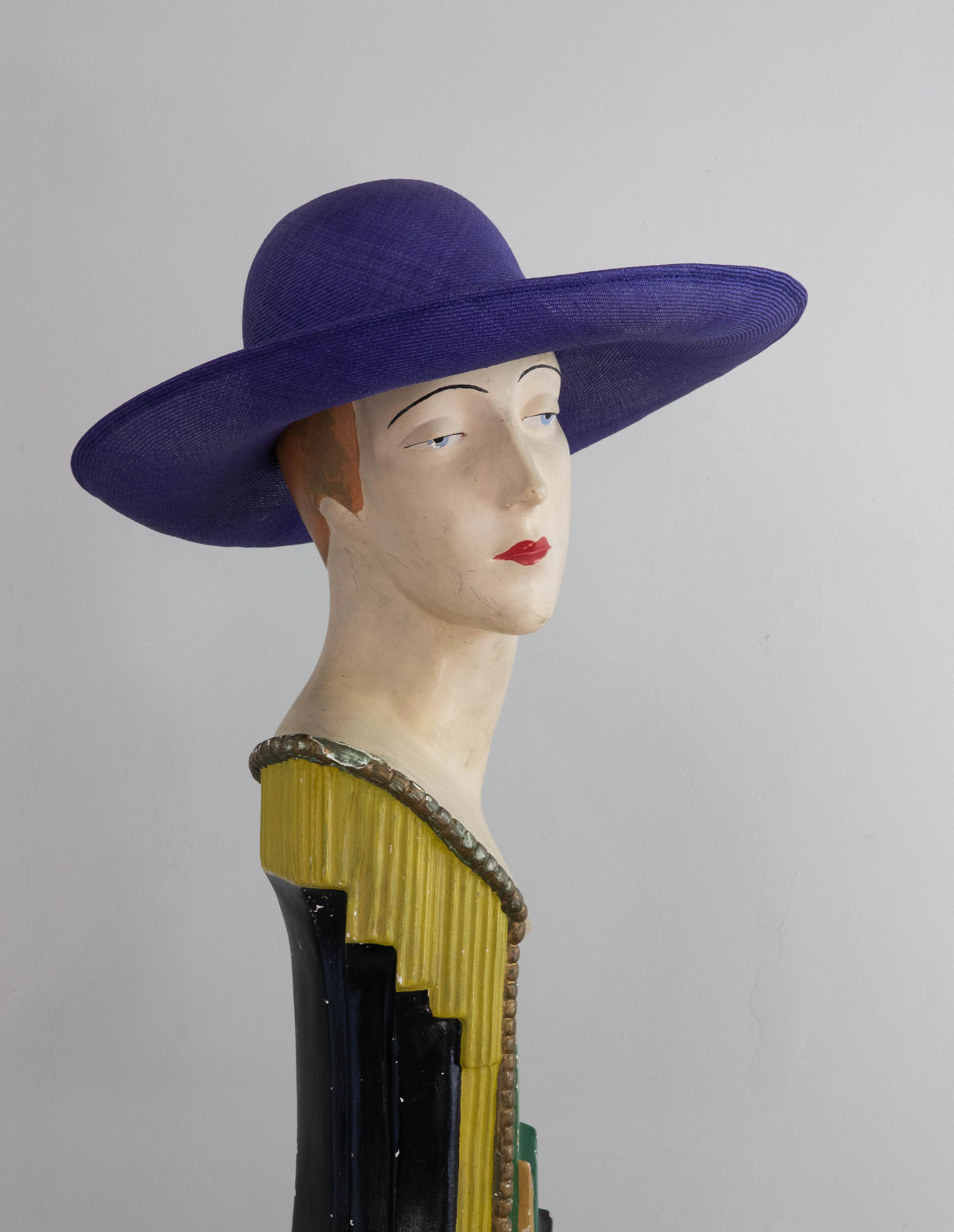 Classic Vintage Navy Blue Straw Summer Hat By Frank Olive