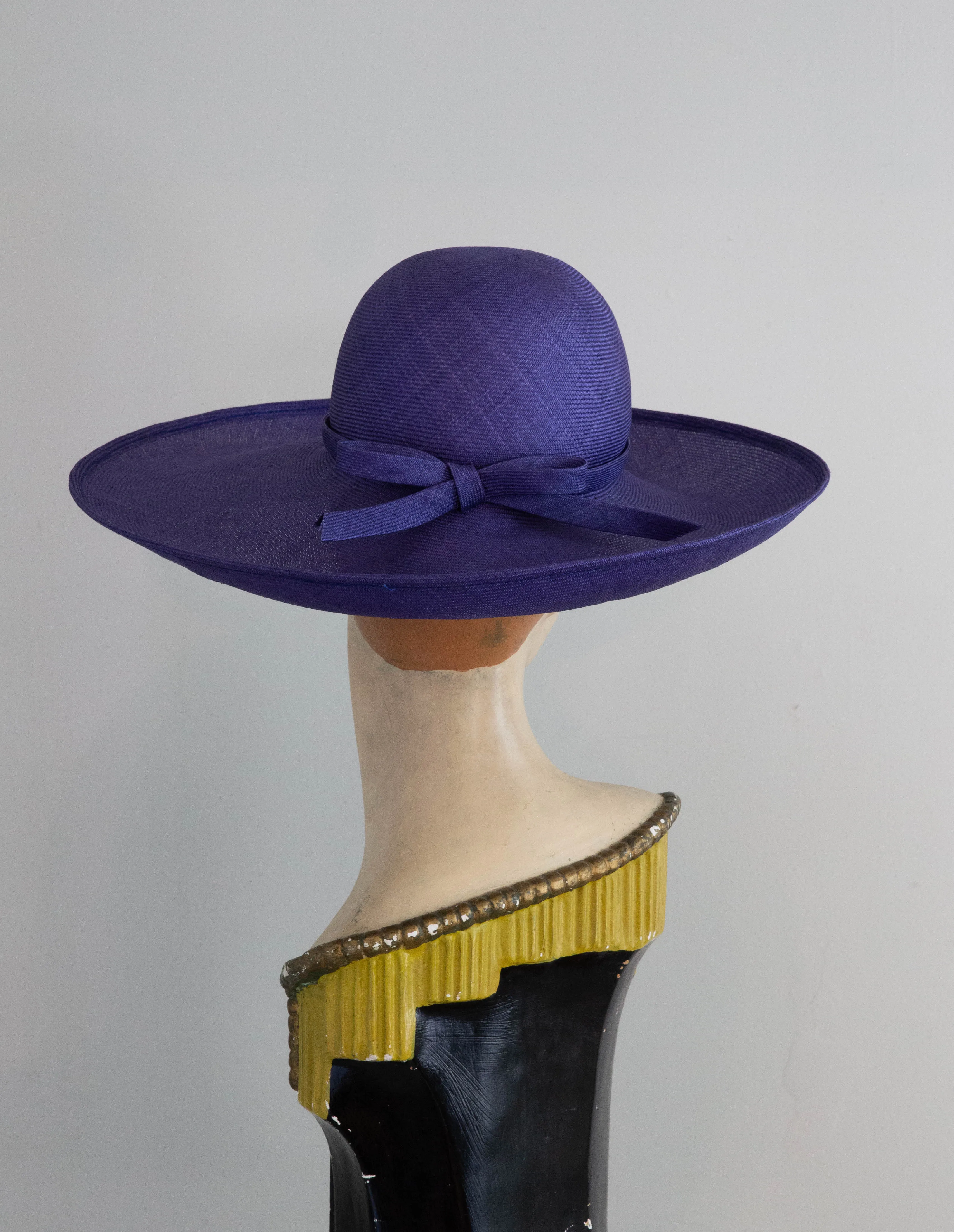 Classic Vintage Navy Blue Straw Summer Hat By Frank Olive