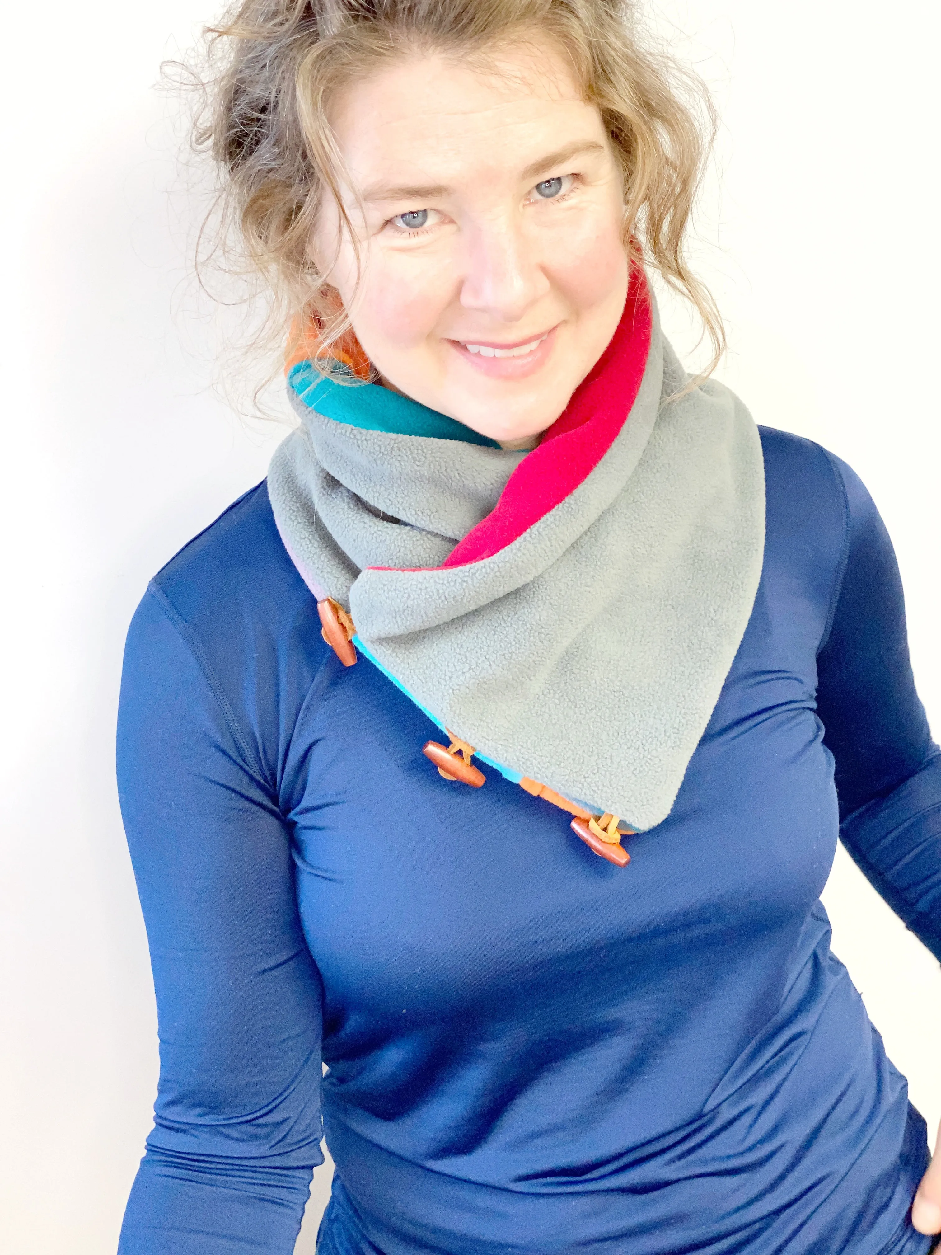 Cowl Neck Warmer for Women, Toggle Scarf, Patchwork Scarf, One of a Kind, Upcylced Fashion