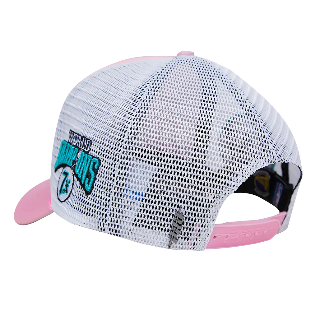 GOLDEN STATE WARRIORS WASHED NEON FOAM FRONT TRUCKER HAT (PINK)