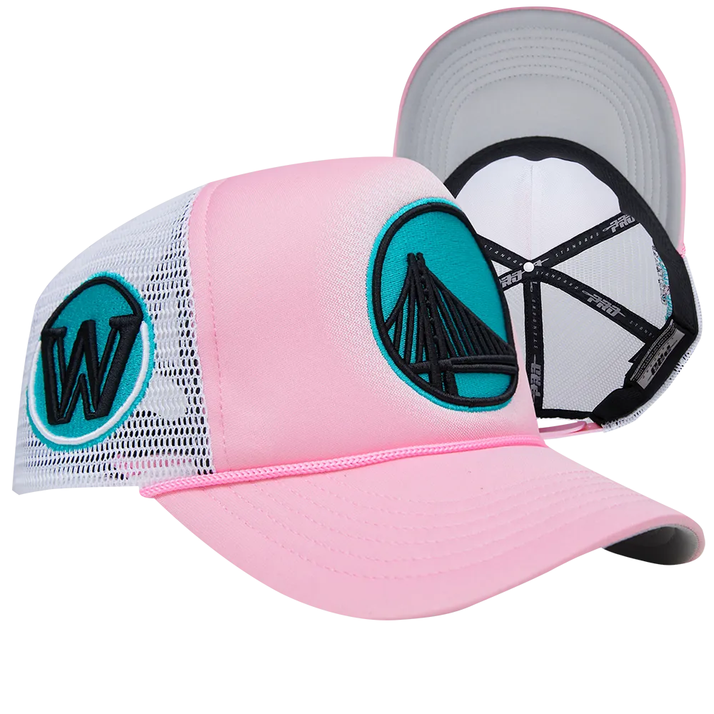 GOLDEN STATE WARRIORS WASHED NEON FOAM FRONT TRUCKER HAT (PINK)