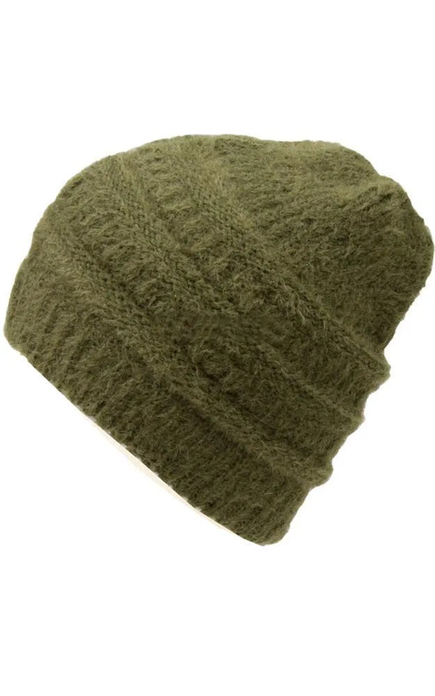 JH220 Solid Color Cable Knit Ponytail Beanie Hat
