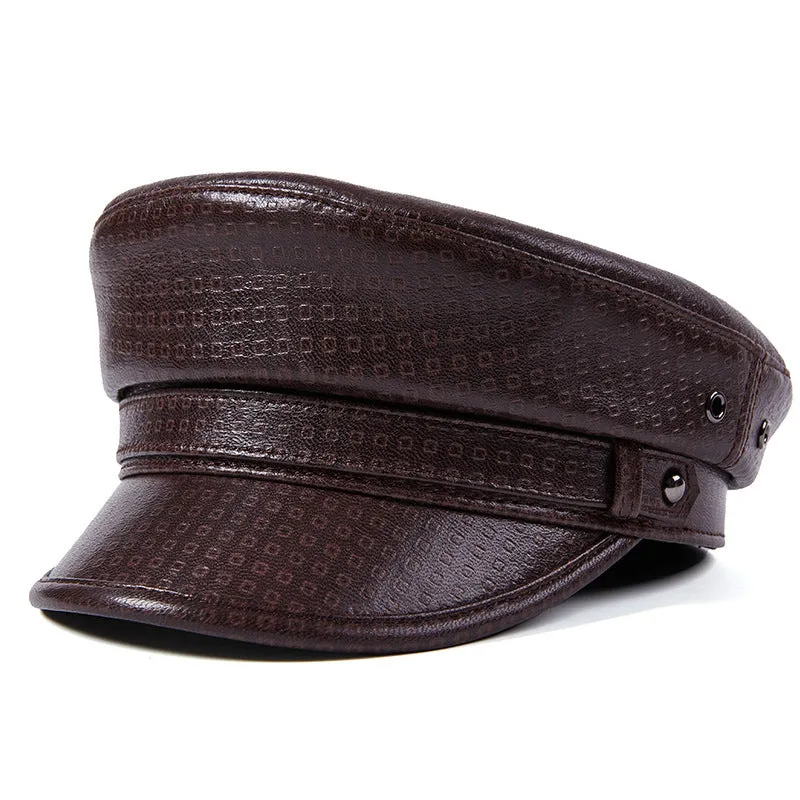 Leather Navy Hat