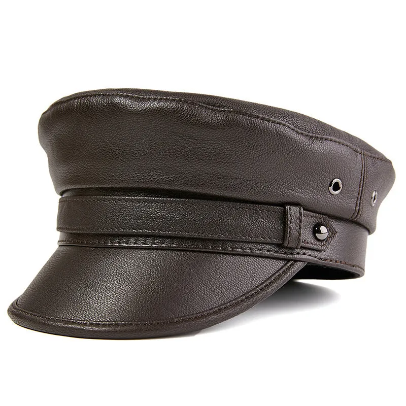 Leather Navy Hat