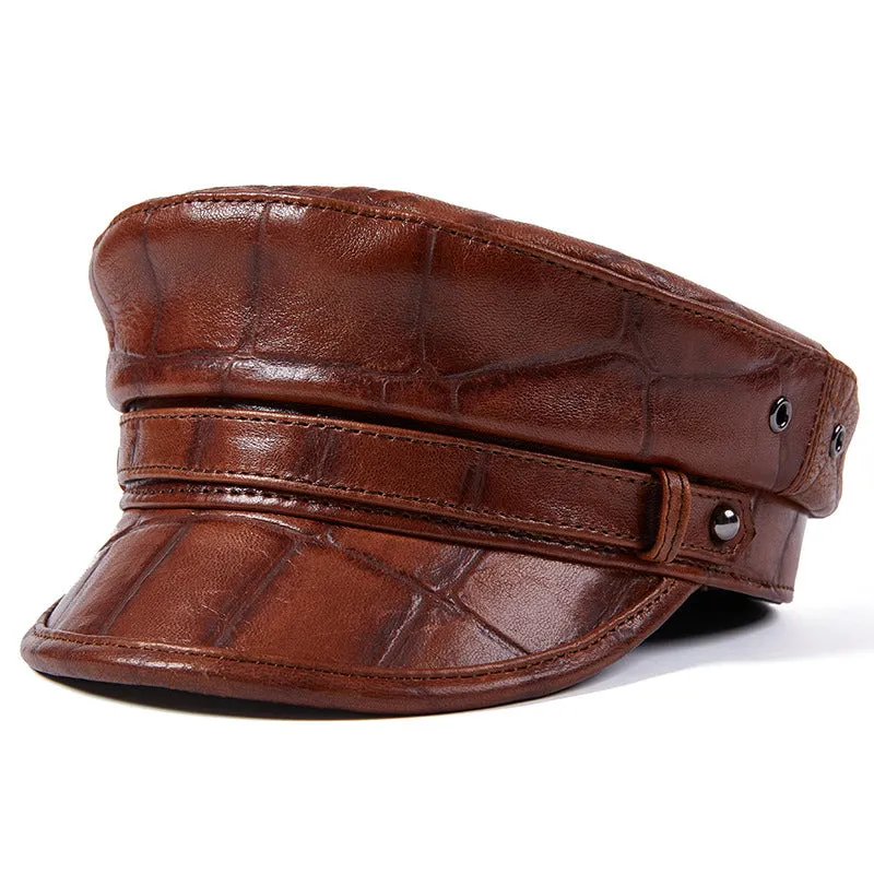Leather Navy Hat