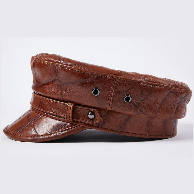Leather Navy Hat