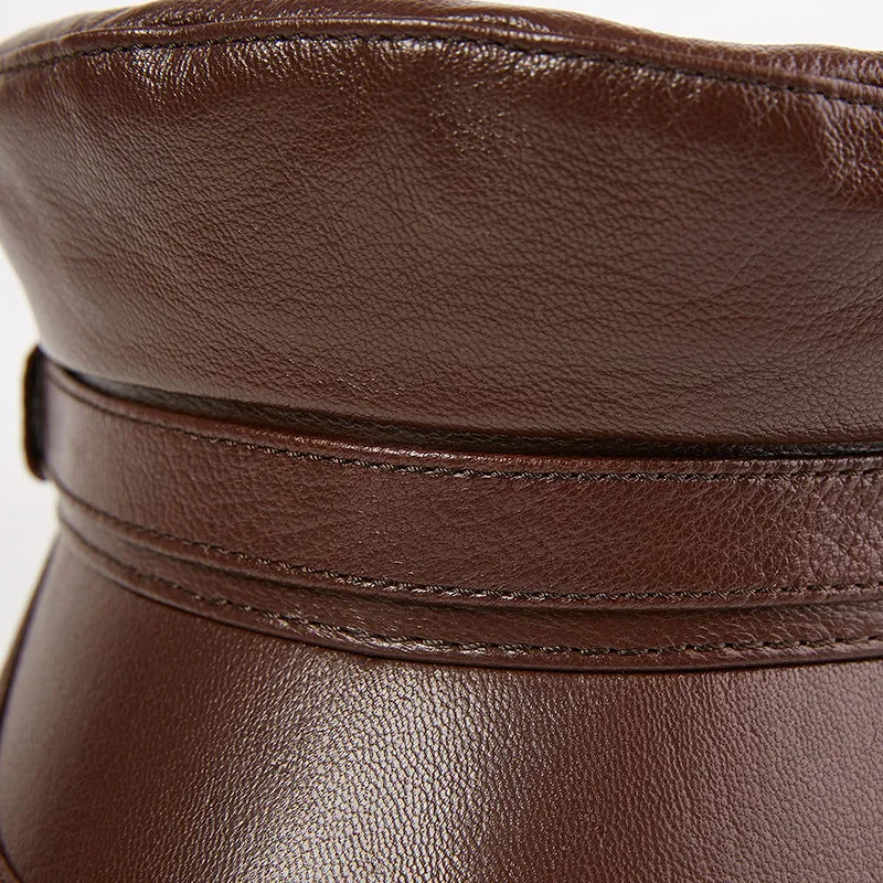 Leather Navy Hat
