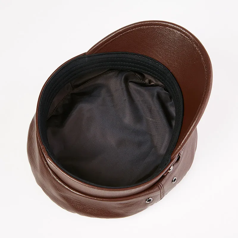 Leather Navy Hat