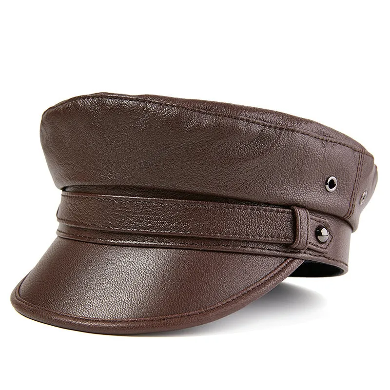 Leather Navy Hat