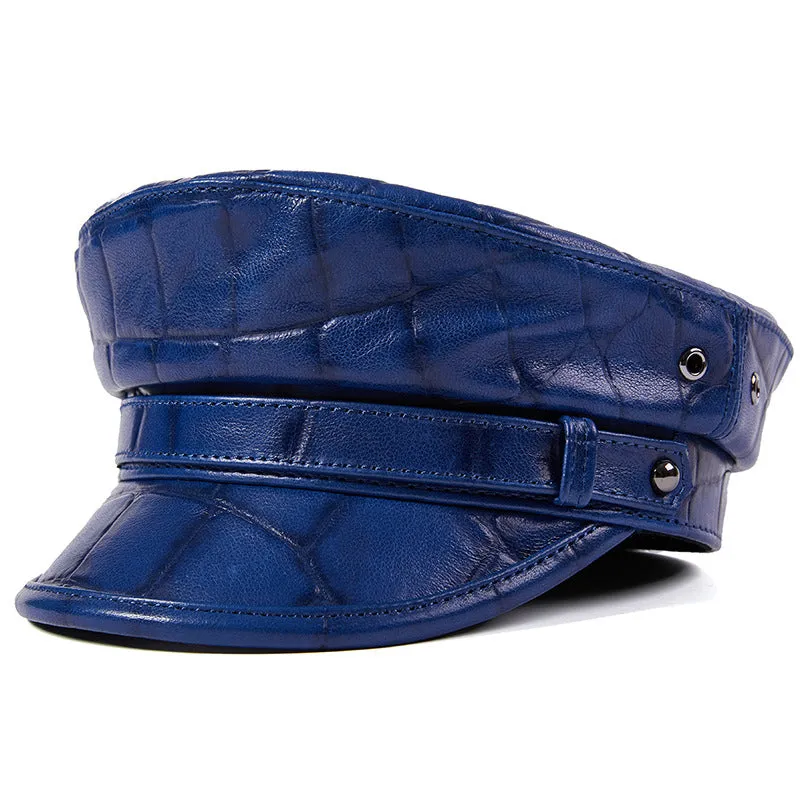 Leather Navy Hat