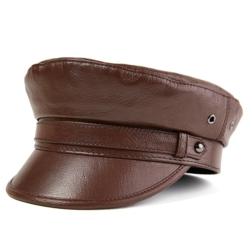 Leather Navy Hat