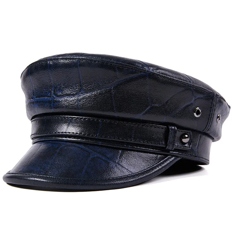 Leather Navy Hat