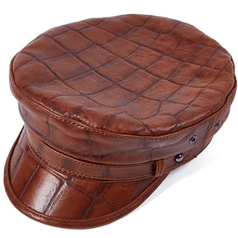 Leather Navy Hat
