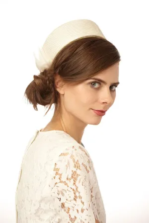 Marcela: Straw Pillbox Hat with Organza Bow