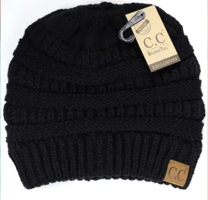 Messy Bun Beanie - Black