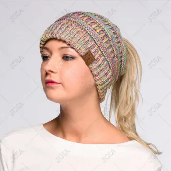 Messy Bun Beanie - Red