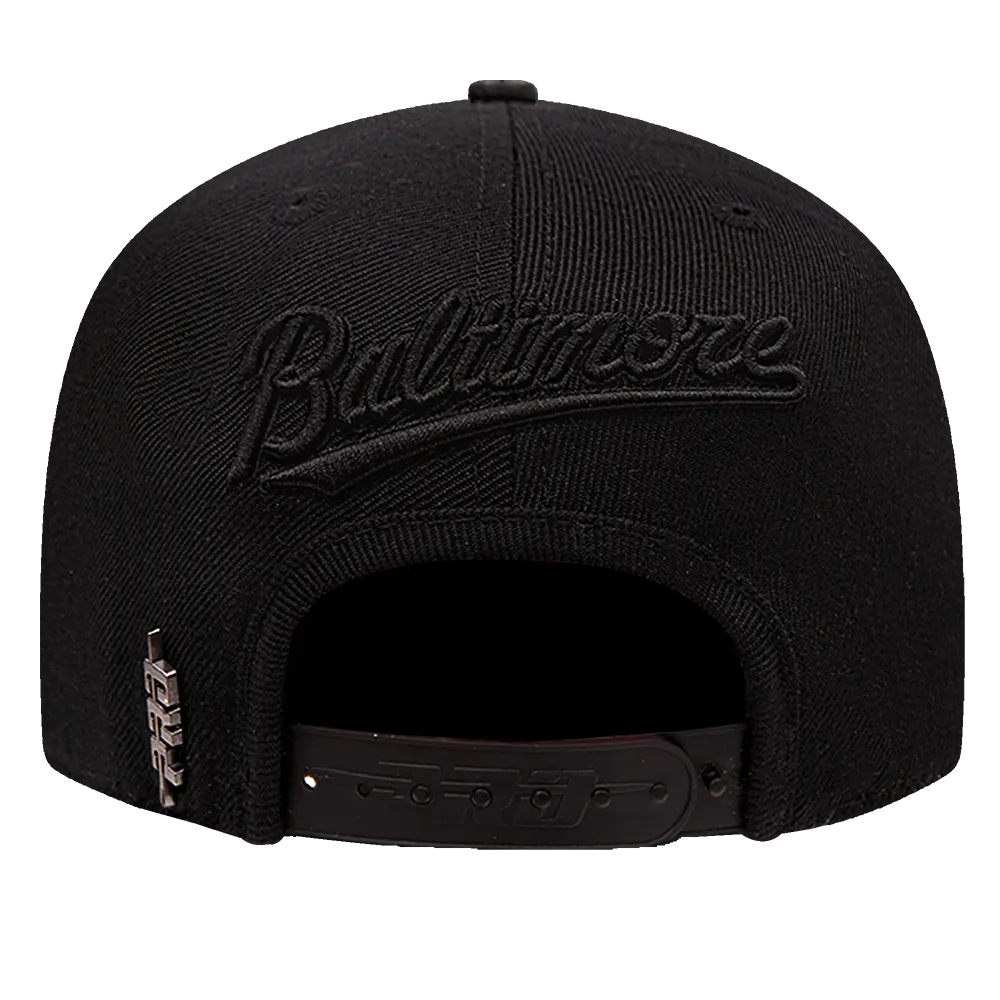 MLB BALTIMORE ORIOLES NEUTRAL WOOL UNISEX SNAPBACK HAT (BLACK)