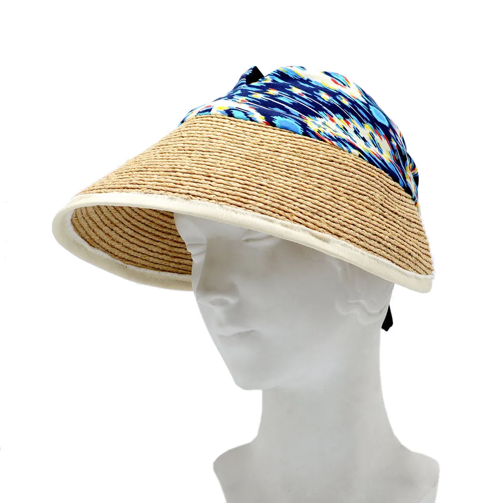 Noosa: Panama Straw and Ikat Cotton Visor As Seen On Dylana Suarez