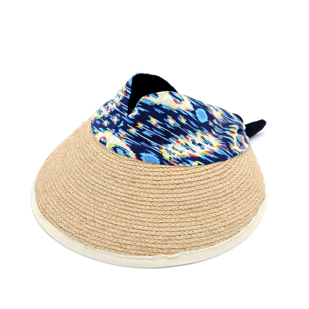 Noosa: Panama Straw and Ikat Cotton Visor As Seen On Dylana Suarez