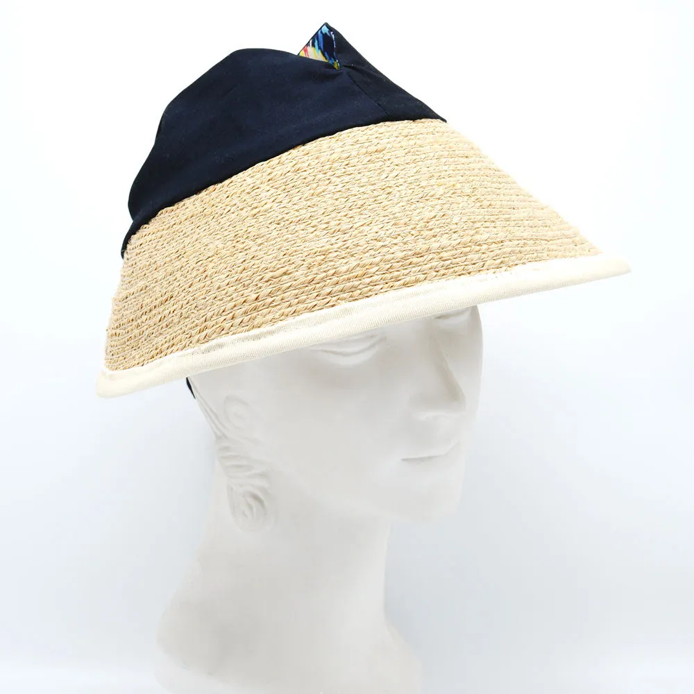 Noosa: Panama Straw and Ikat Cotton Visor As Seen On Dylana Suarez