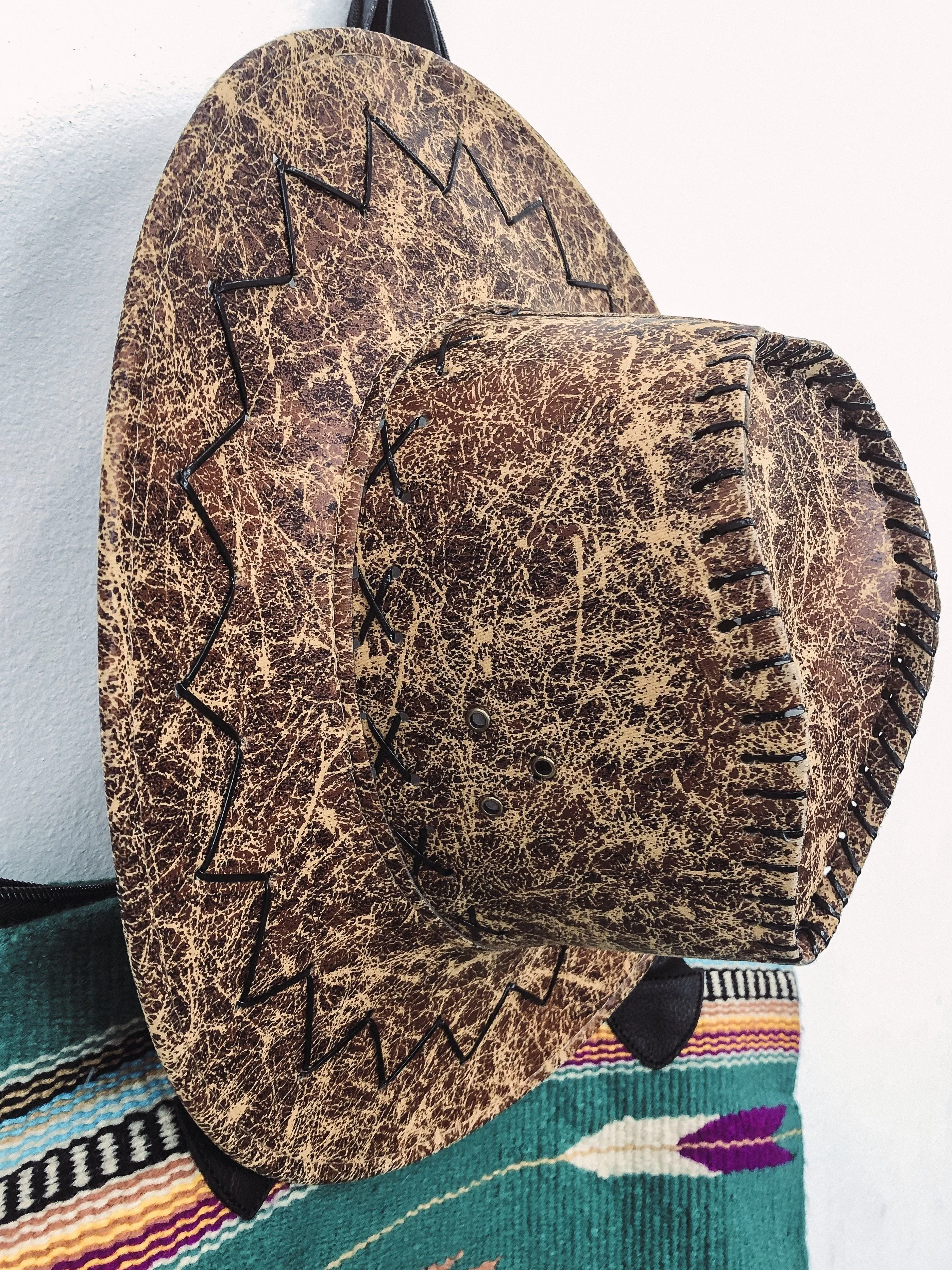 Old Dirt Road Distressed Lace Up Cowboy Hat in Brown