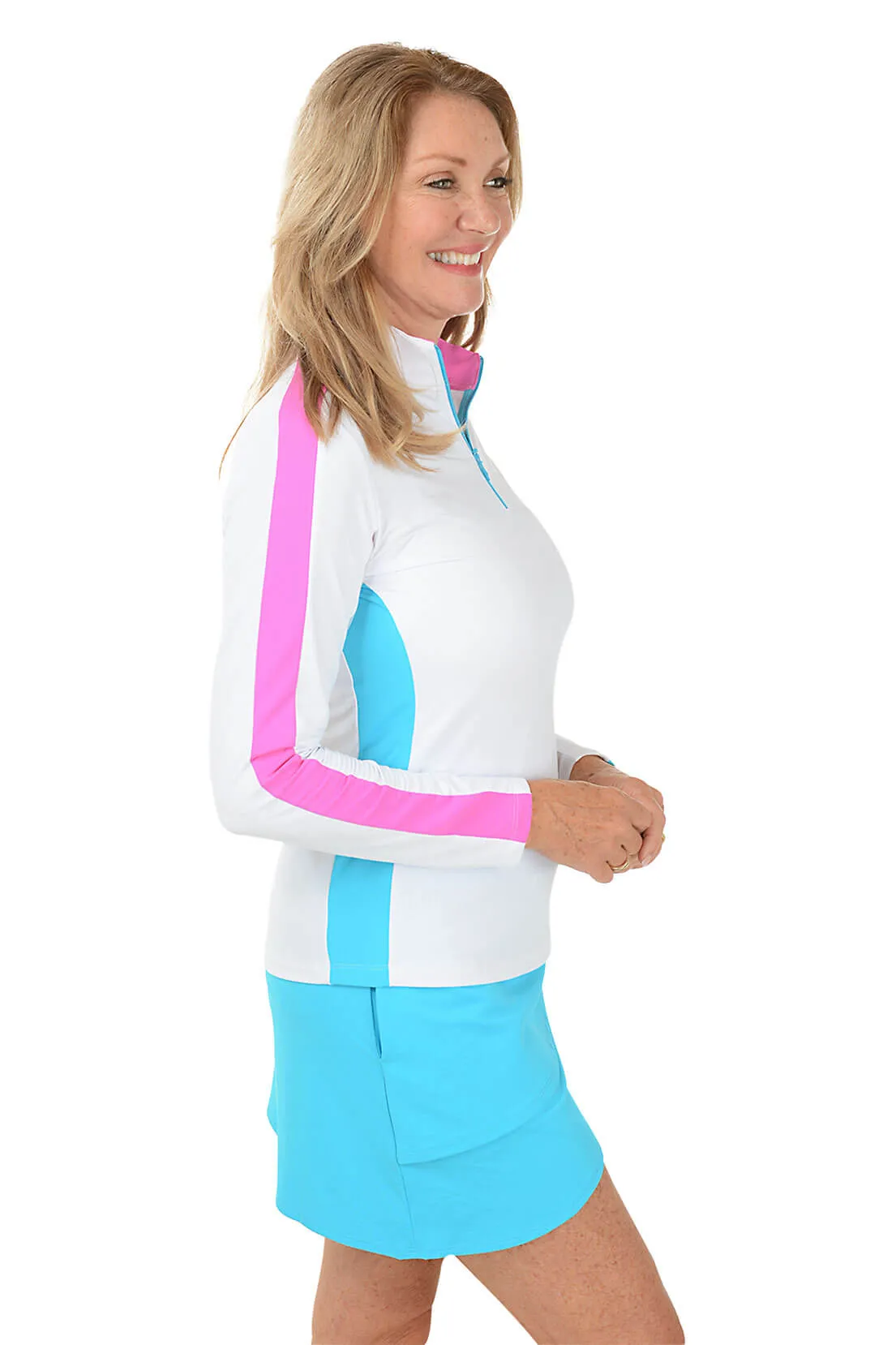 Pink Color Block UPF50  Sun Shirt