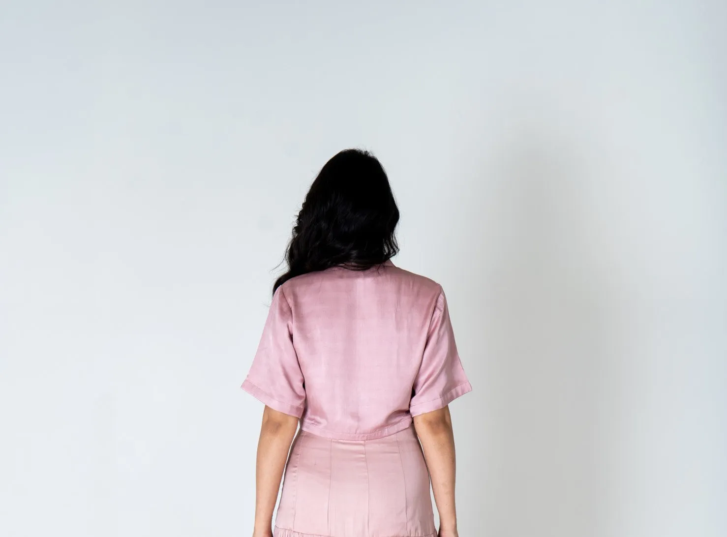 Pink-Orange Color-Blocked Crop top
