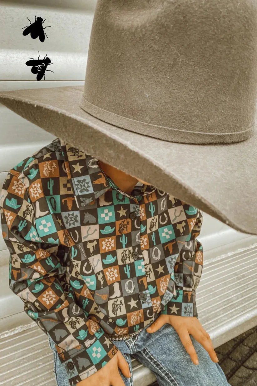 "Check Yer" Children's Cowboy Button-Up