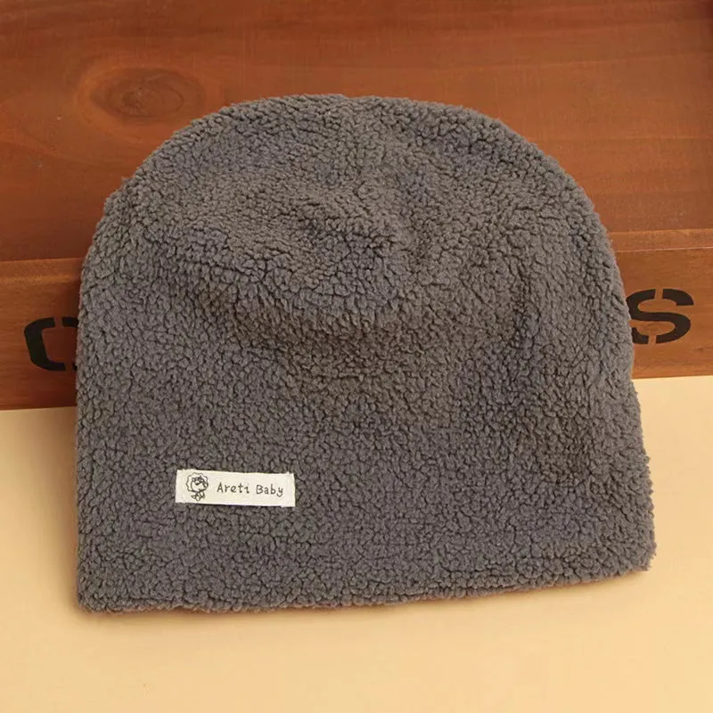 Solid Color Winter Plush Beanie Hat