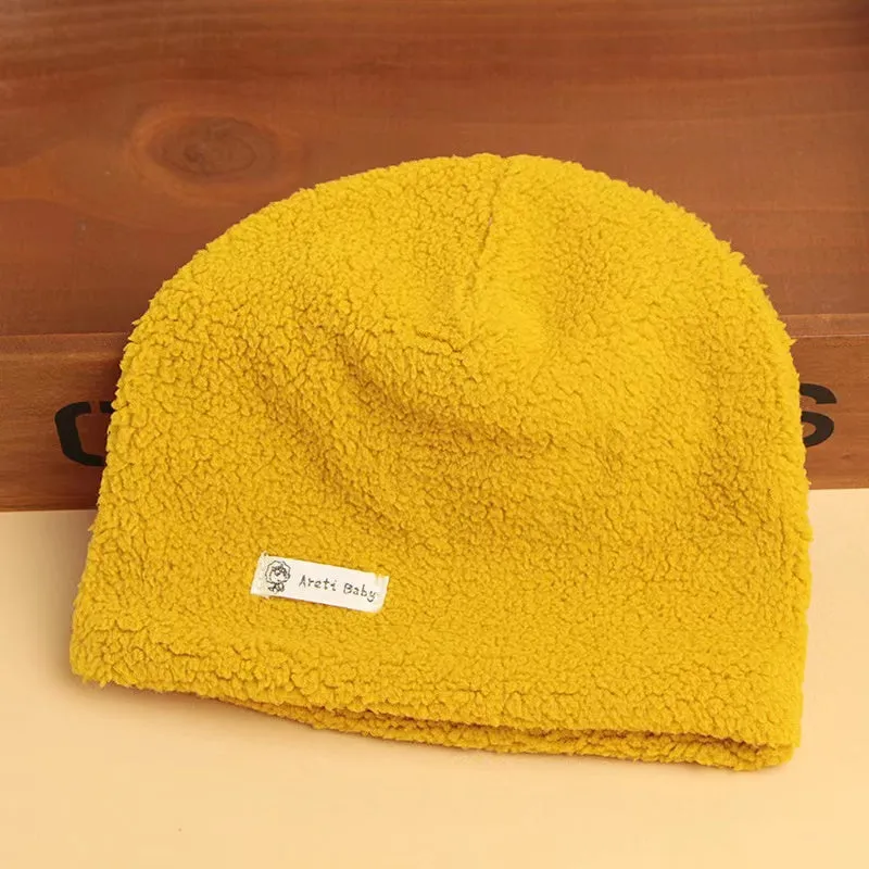 Solid Color Winter Plush Beanie Hat
