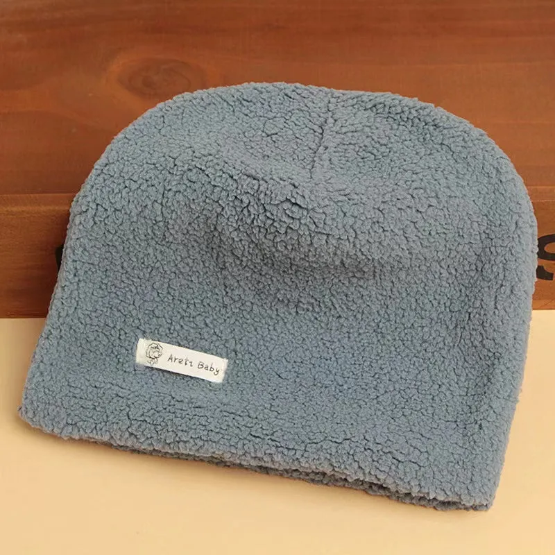 Solid Color Winter Plush Beanie Hat