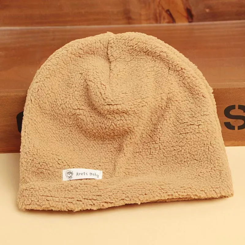 Solid Color Winter Plush Beanie Hat