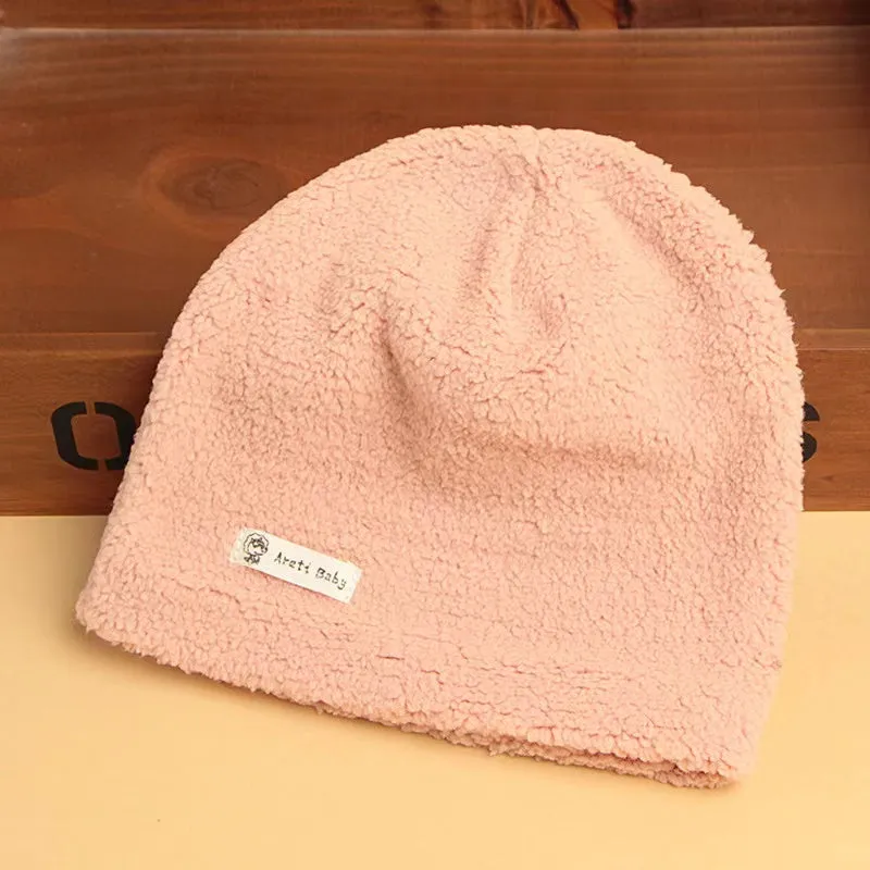Solid Color Winter Plush Beanie Hat