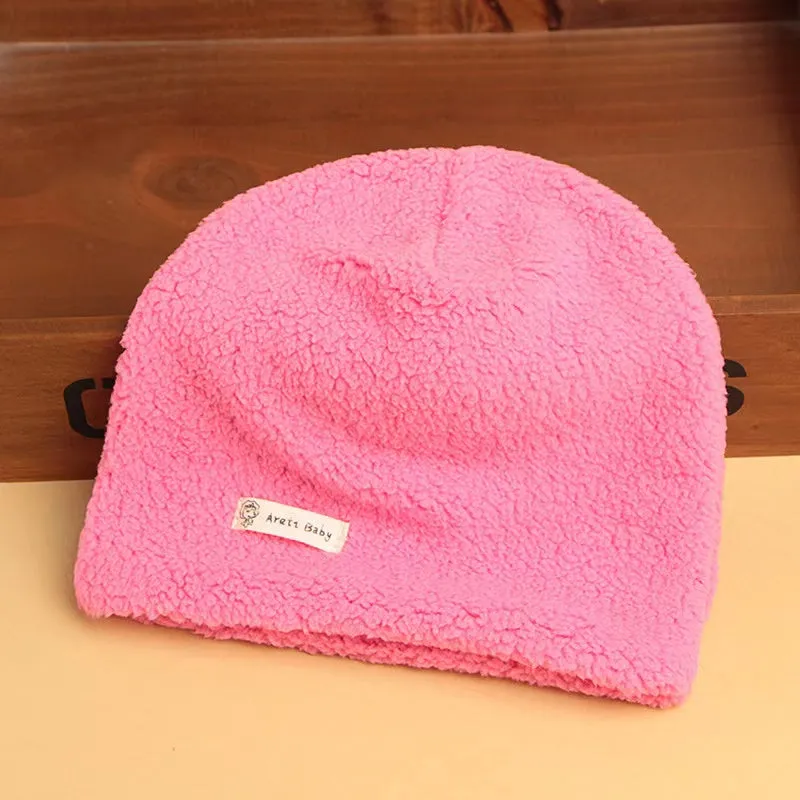 Solid Color Winter Plush Beanie Hat