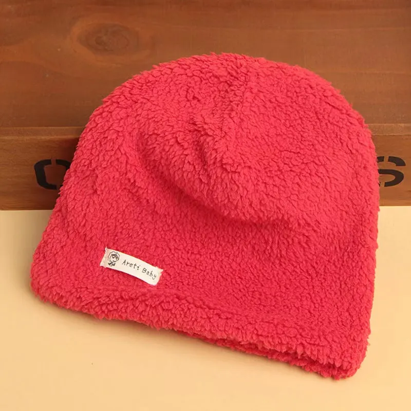 Solid Color Winter Plush Beanie Hat