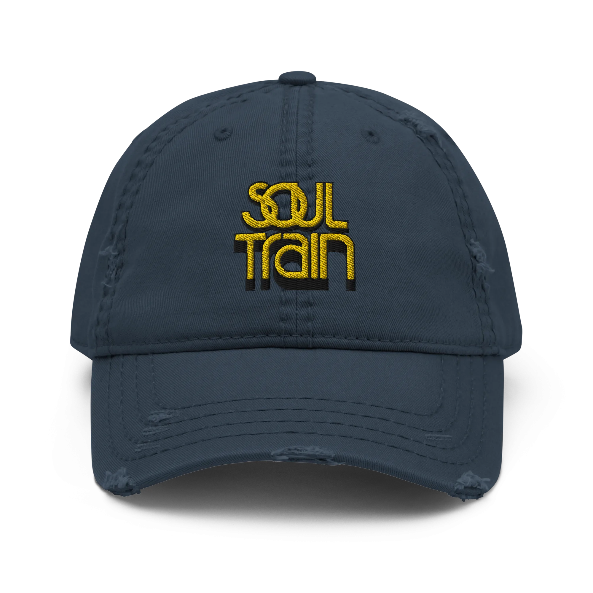 Soul Train Logo Embroidered Distressed Dad Hat