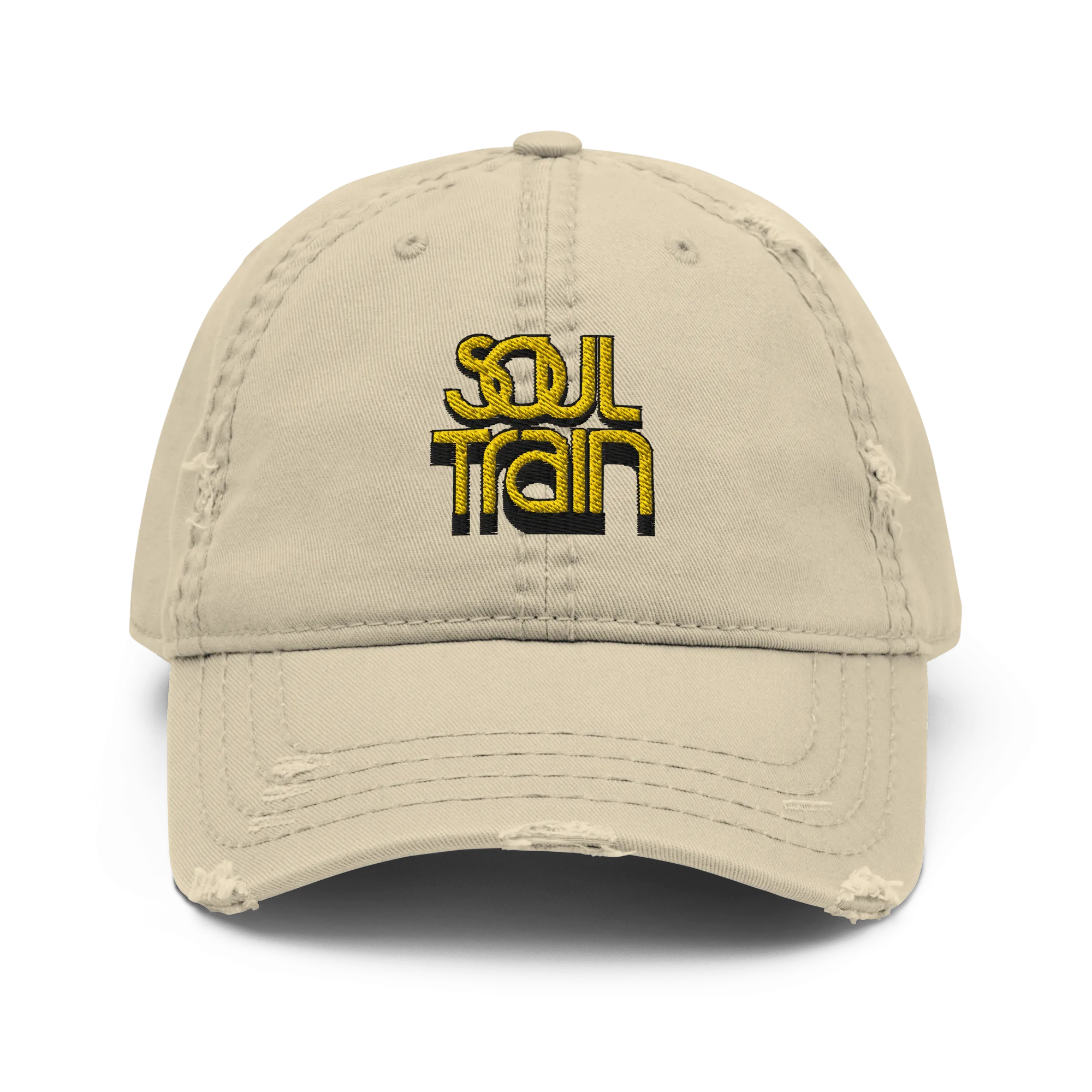 Soul Train Logo Embroidered Distressed Dad Hat