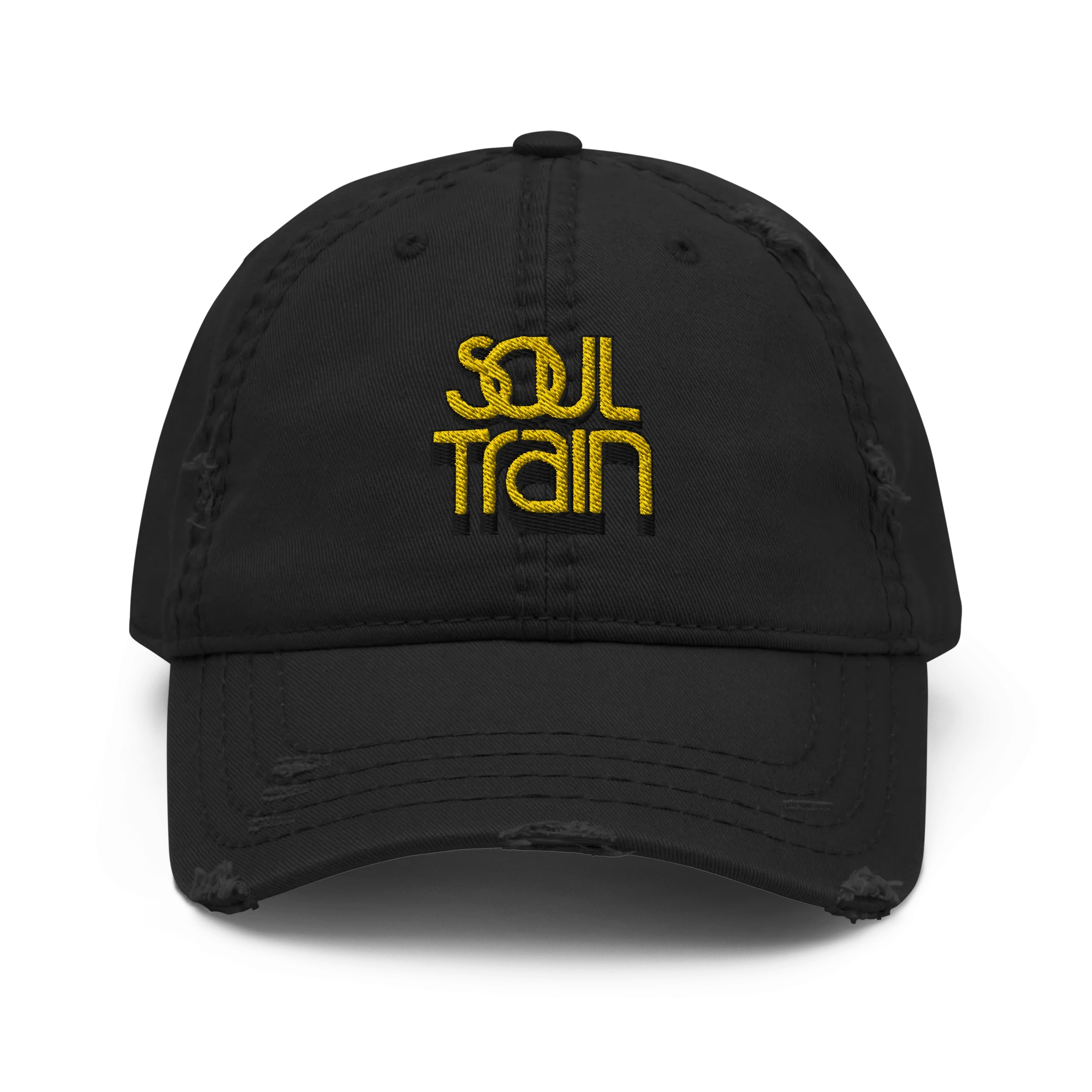Soul Train Logo Embroidered Distressed Dad Hat