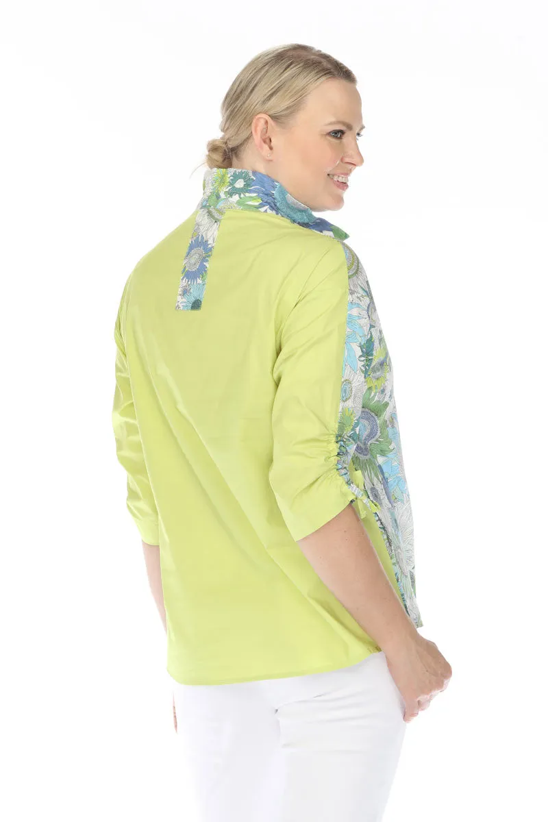 Terra Wire Collar Color Block Floral Blouse
