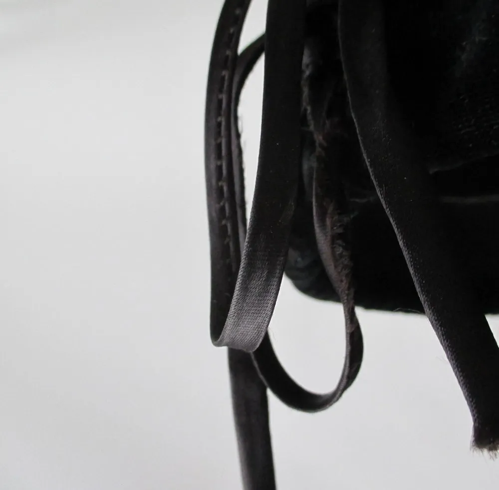 Vintage 50's 60's Black Velvet Bucket Hat